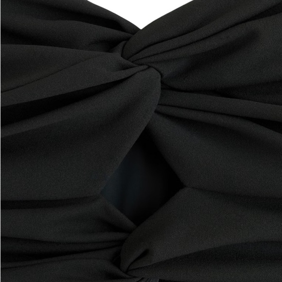 Abercrombie & Fitch NWT Ruched Front Cutout Asymmetrical Midi Dress Black Size M - Picture 6 of 15